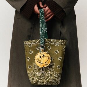 Call It By Your Name green SEAU Bag paisley bucket bag smiley charm